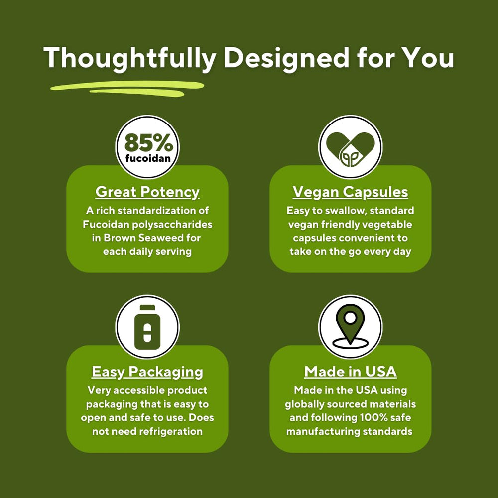 Vegan friendly non-GMO gluten-free fucoidan capsules