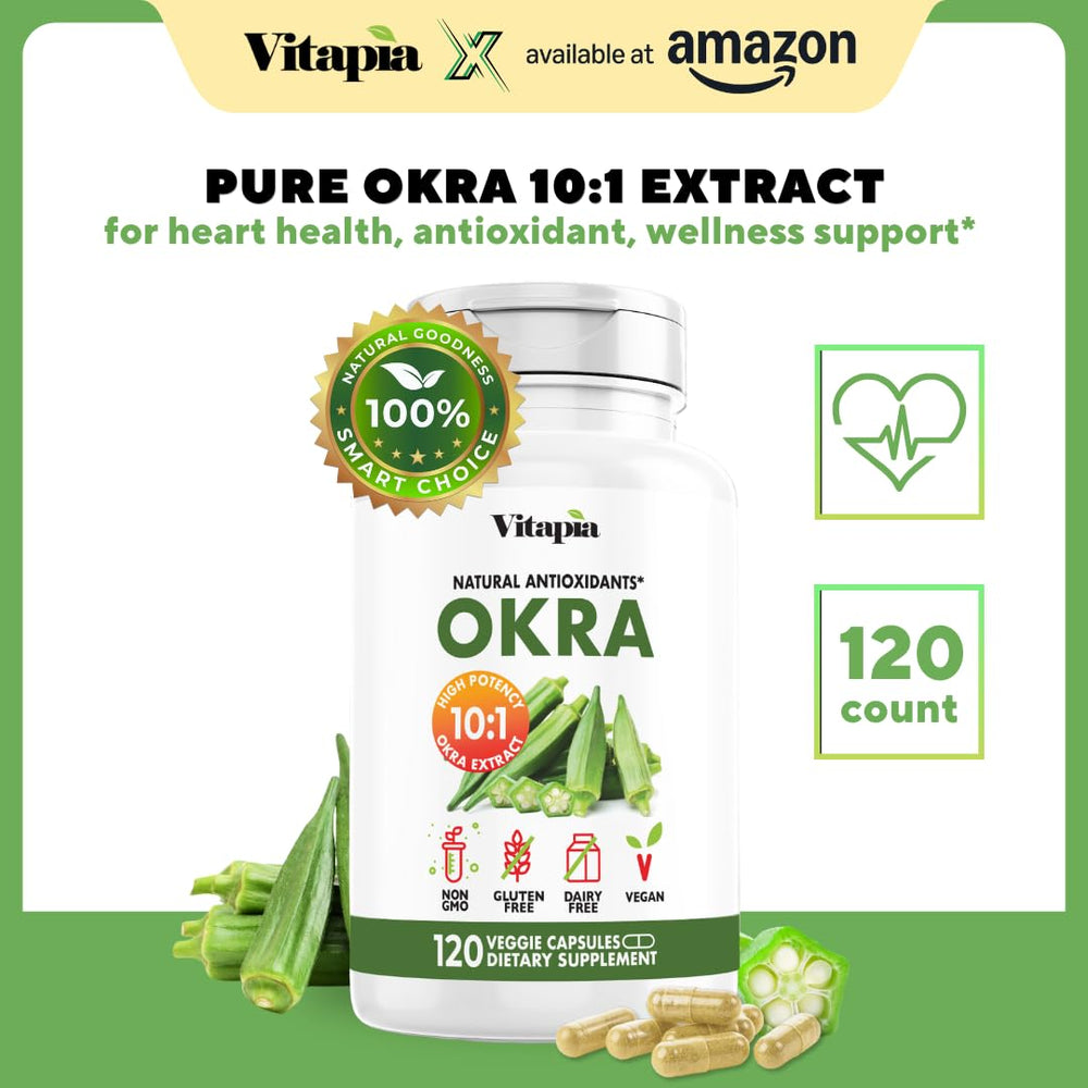 Vitapia Okra Extract capsules bottle showing 120 capsules