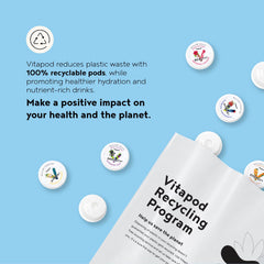 Vitapod Hydra+ ingredients panel highlighting vitamins A C D E