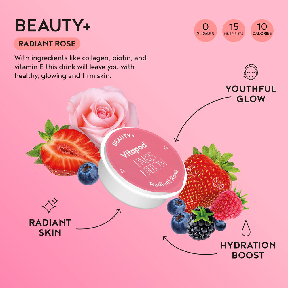 Radiant Rose 7-pod package beside Vitapod bottle