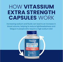 Unflavored Vitassium electrolyte capsules in a bottle