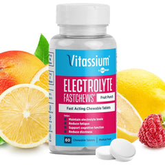 Vitassium FastChews Fruit Punch electrolyte bottle front view