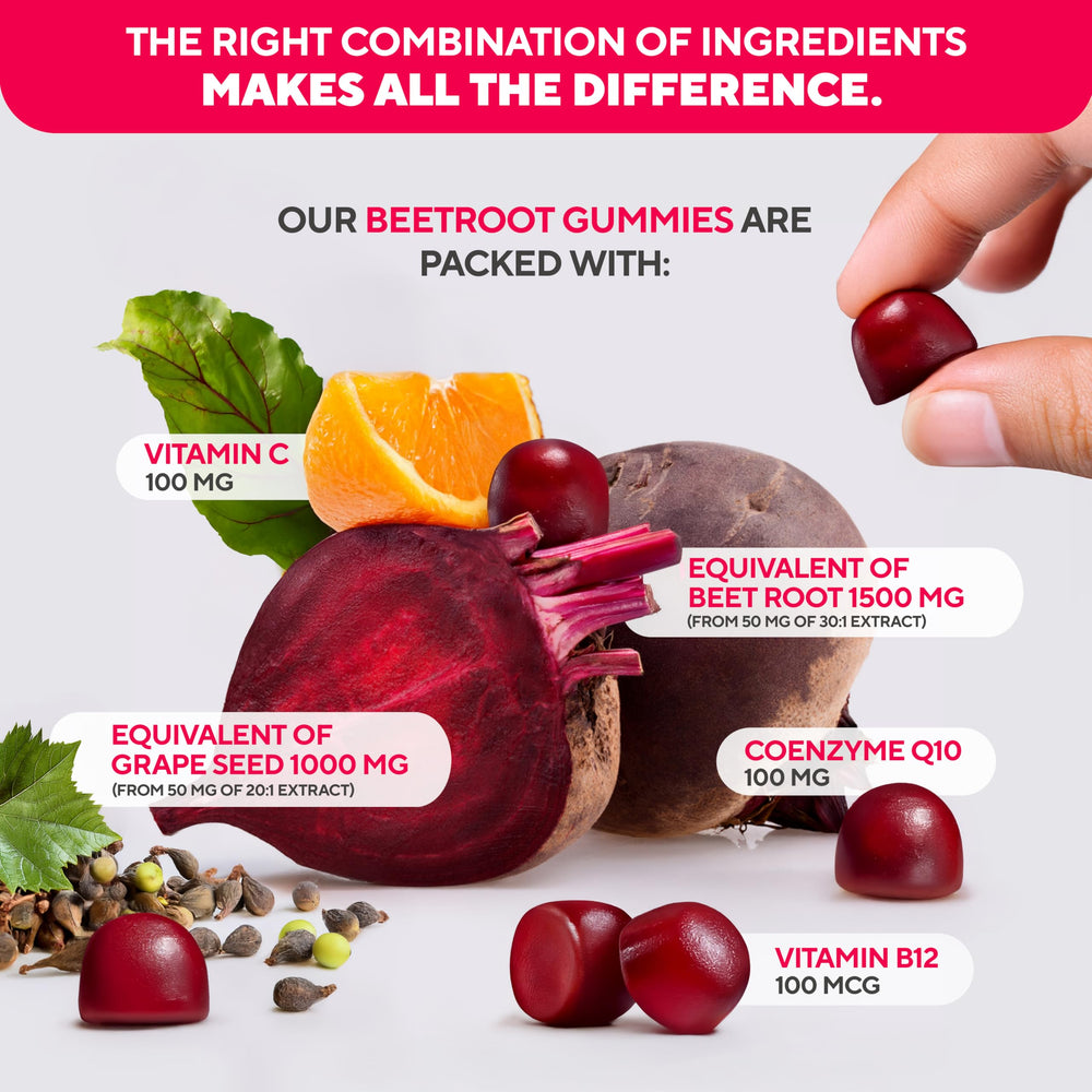 VitaUp Beet Root Gummies bottle back with supplement facts