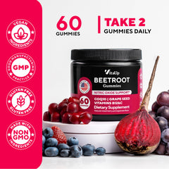 Delicious mixed berry and pomegranate flavor of VitaUp Beet Root Gummies