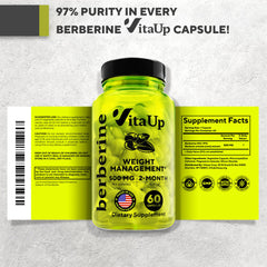 Nutrition facts panel of VitaUp Berberine 500mg supports informed supplement choices