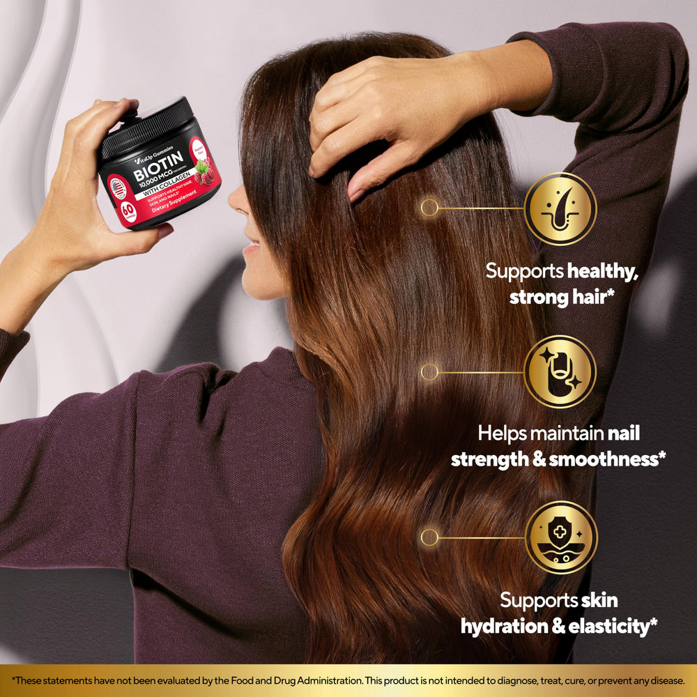 Hair, skin and nails concept with VitaUp Biotin Gummies