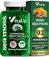 Bottle of VitaUp Irish Sea Moss Capsules with Burdock Root and Bladderwrack