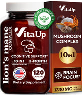 VitaUp Lions Mane 10-in-1 mushroom supplement bottle