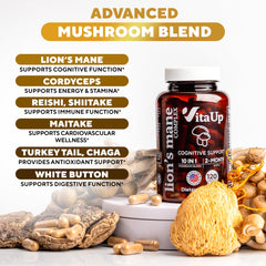 Close-up of the mushroom blend for VitaUp supplement