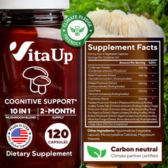 Lions Mane and Cordyceps mushrooms included in VitaUp
