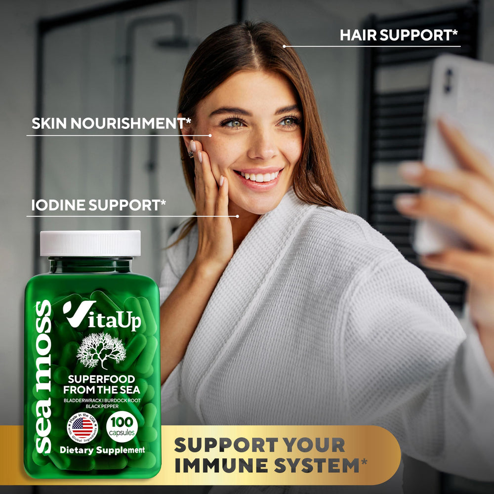 Minerals and vitamins listing from sea moss supplement label