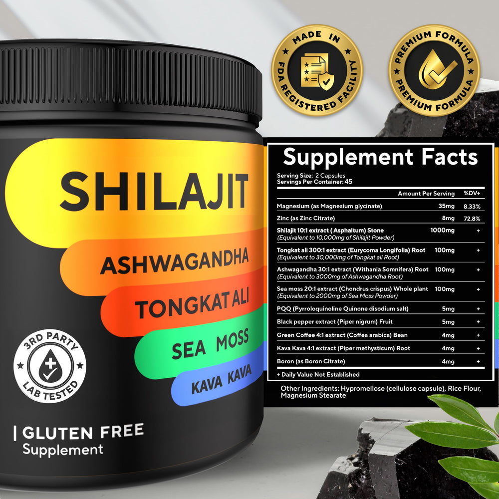 Kava Kava root and ingredients with shilajit