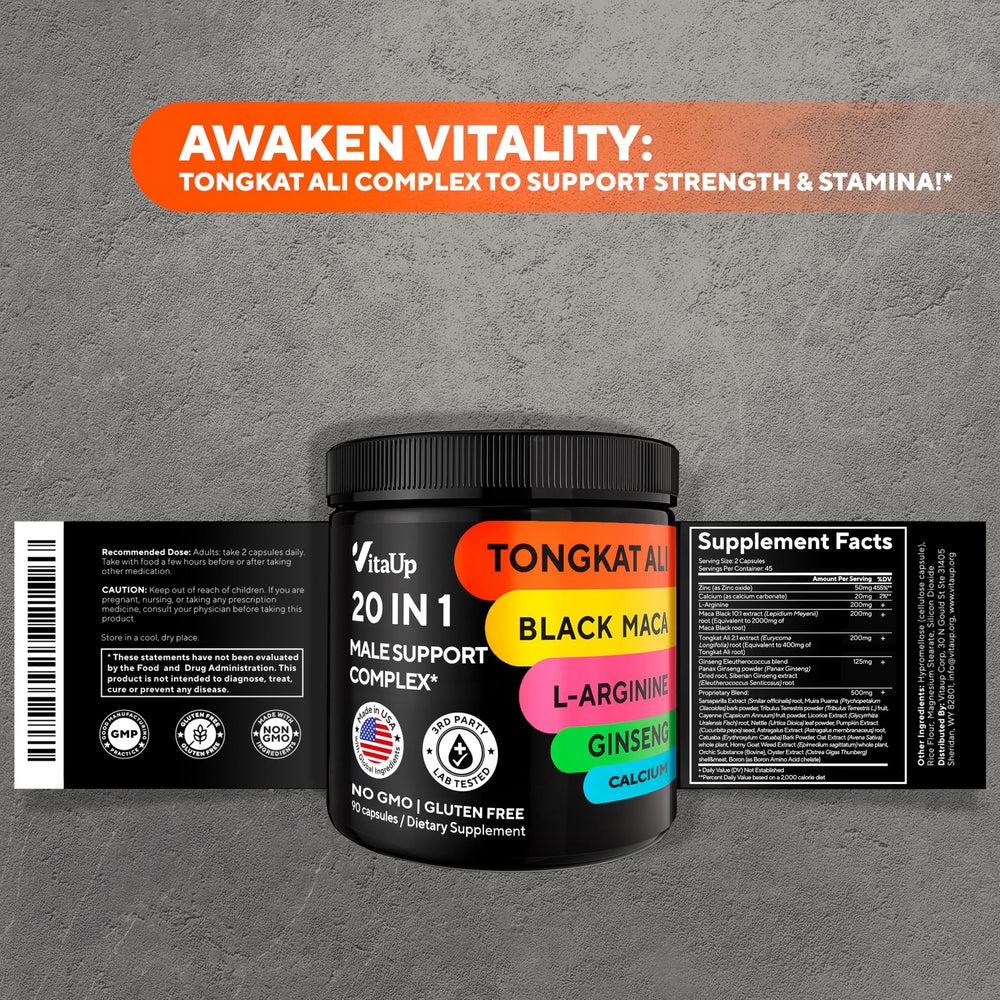 Lifestyle: Active men taking VitaUp supplement