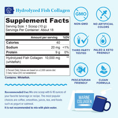 Unflavored marine collagen powder in a jar