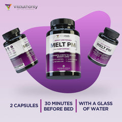 Front view of MELT PM bottle with detailed label