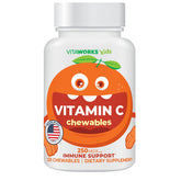 Front view of VitaWorks Kids Vitamin C Chewables bottle in orange flavor