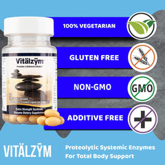Vitalzym bottle showing Serrapeptase and enzymes on label