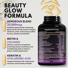 Label highlighting Hyaluronic Acid, Collagen & Keratin in Vitboost Biotin