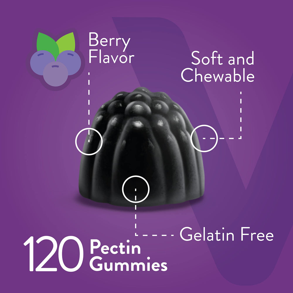 Close-up of berry-flavored elderberry gummies