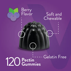 Close-up of berry-flavored elderberry gummies