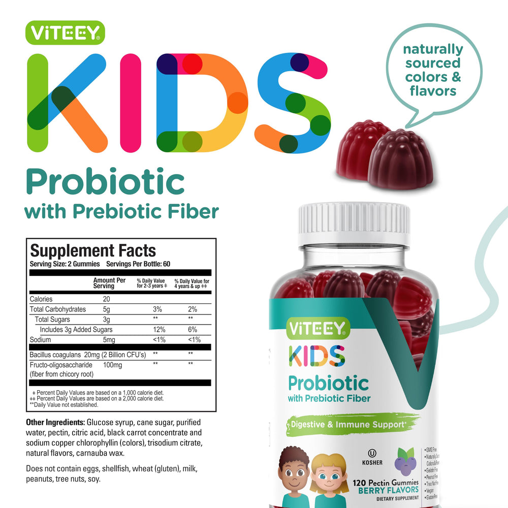 Vegan gelatin-free probiotic gummies for kids - ingredient highlights