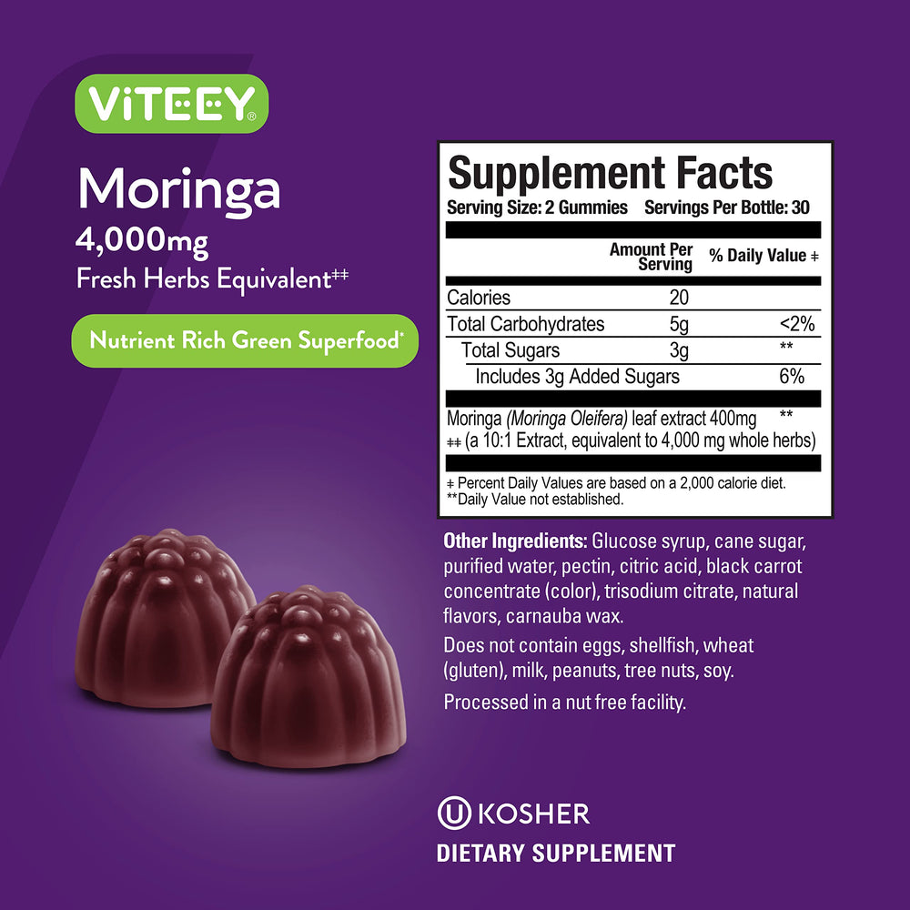 Viteey Moringa Gummies serving 2 gummies