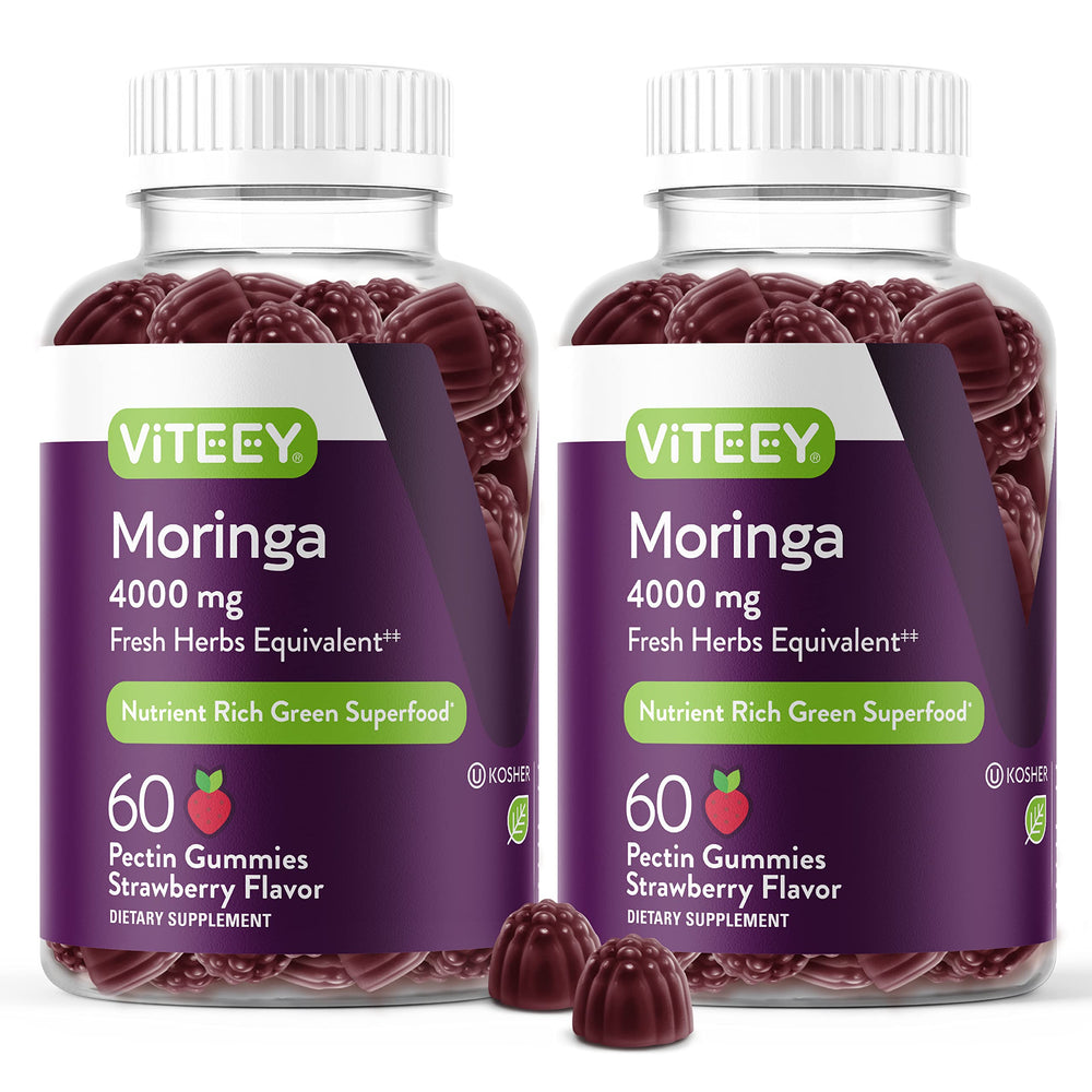 Front view of Viteey Moringa Gummies bottle