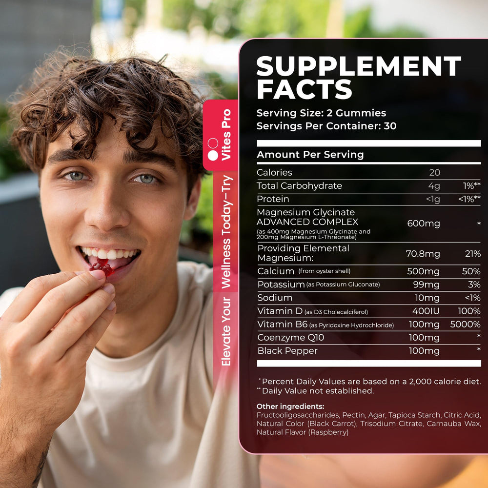 VITES PRO gummy bottle beside packaging and label