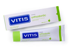Front view of Vitis Orthodontic Toothpaste 100ml bottle