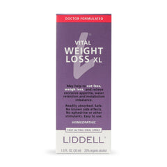 Packaging and bottle of VITL Weight Loss XL Liddell Homeopathic 1 oz Liquid