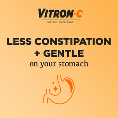 Graphic emphasizing Vitron-C easy on the stomach formula