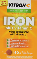 Front view of Vitron-C High Potency Iron Supplement Tablets Pack of 2