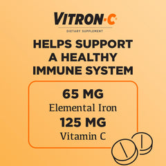 Illustration showing 125 mg vitamin C per Vitron-C tablet