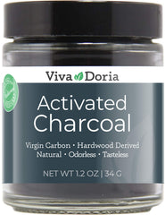 Activated charcoal powder in a 1.2 oz glass jar