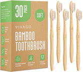 VIVAGO bamboo toothbrushes 30 pack with BPA-free soft nylon bristles
