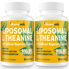 Vivaravida L-Theanine 800mg bottle with GABA and Magnesium Glycinate softgels