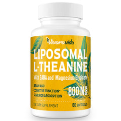 Vivaravida L-Theanine 800mg supplement bottle and softgels