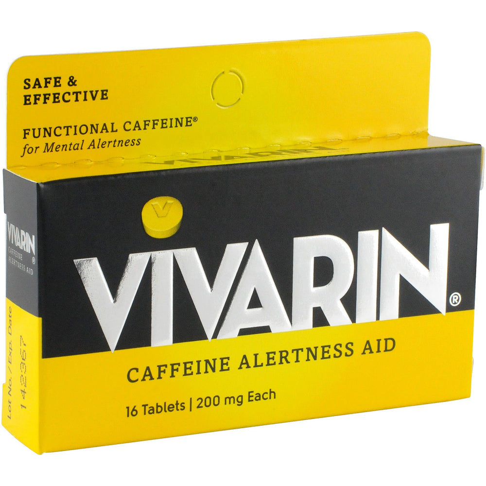 Vivarin caffeine pills box labeled 200mg per tablet