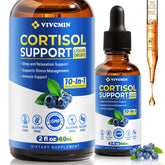 vivcmin 10-in-1 cortisol support bottle with blueberry flavor