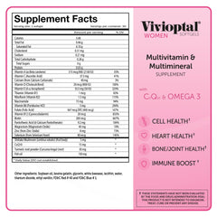 Graphic highlighting energy and immune support from Vivioptal Women 90 Softgels
