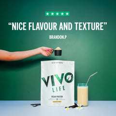Scooping Vivo Vegan Protein Powder – 21 g protein per serving