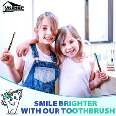 Adult-size toothbrush head with medium bristles