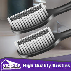 Ergonomic matte handle of bamboo toothbrush for adults