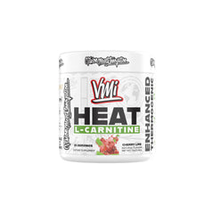 VMI Sports Heat L-Carnitine tub close-up highlighting a potent metabolism support.