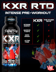 VMI Sports KXR Patriot Pop flavor label with energy-boosting graphic.