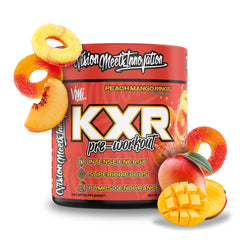 VMI Sports KXR pre-workout powder bottle for intense training energy.