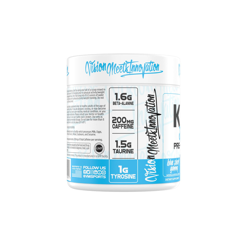 VMI Sports KXR Sport flavor label highlights ingredients and benefits