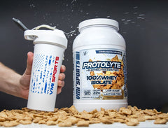 ProtoLyte 1.6 lb packaging on shelf suggests everyday protein option.