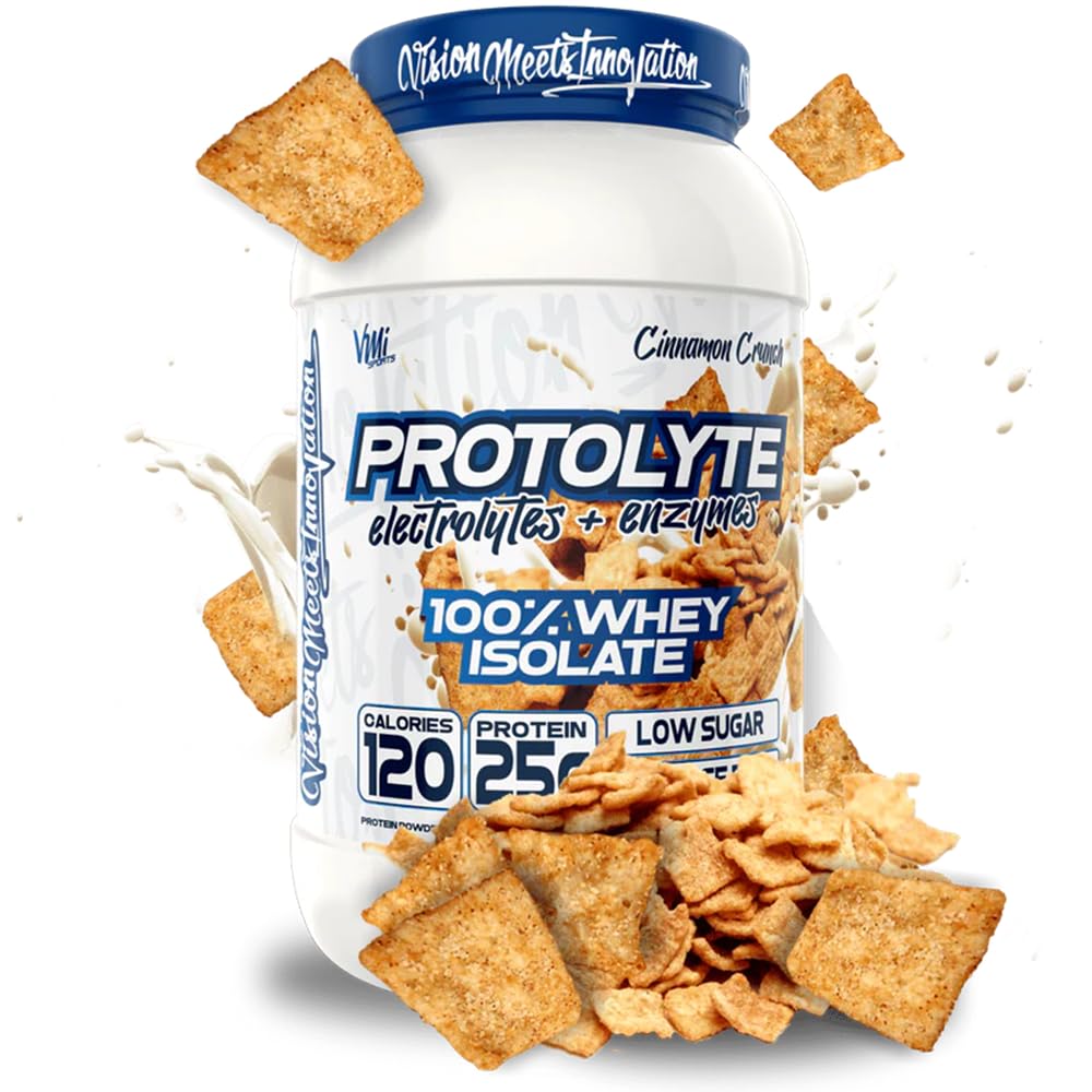 VMI Sports ProtoLyte whey isolate powder bottle promotes lean muscle support.