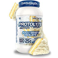 VMI Sports ProtoLyte Whey Isolate Vanilla Cake Batter scoop for post-workout lean-muscle support.